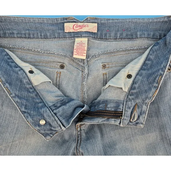 Vtg Y2K Candie's Jeans Juniors Sz 9 Bootcut Flare Bell Light Low Hippie Grunge - Picture 3 of 7